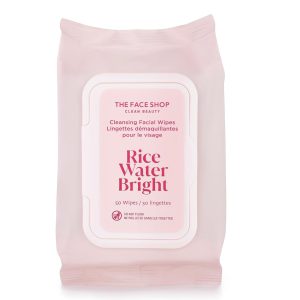 THE FACE SHOP Rice Water Bright Makeup Remover Wipes for Face, Moisturizing, Infused with Rice Extract, Disposable Cleansing Facial Wipes, 50 Count