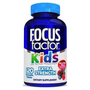Focus Factor Kids Extra Strength Daily Chewable for Brain Health Support, 120 Count