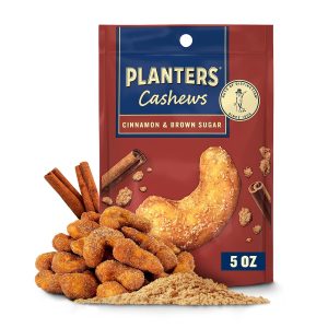 PLANTERS Cinnamon & Brown Sugar Cashews, Plant Based Protein, 5 Oz