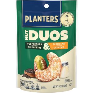 PLANTERS Nut Duos, Peppercorn Pistachios & Parmesan Cashews, Roasted, 5 Oz